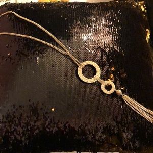 Long silver O necklace